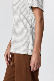 Hemp Stripe V Neck Stripe