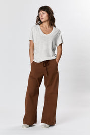 Hemp Stripe V Neck Stripe