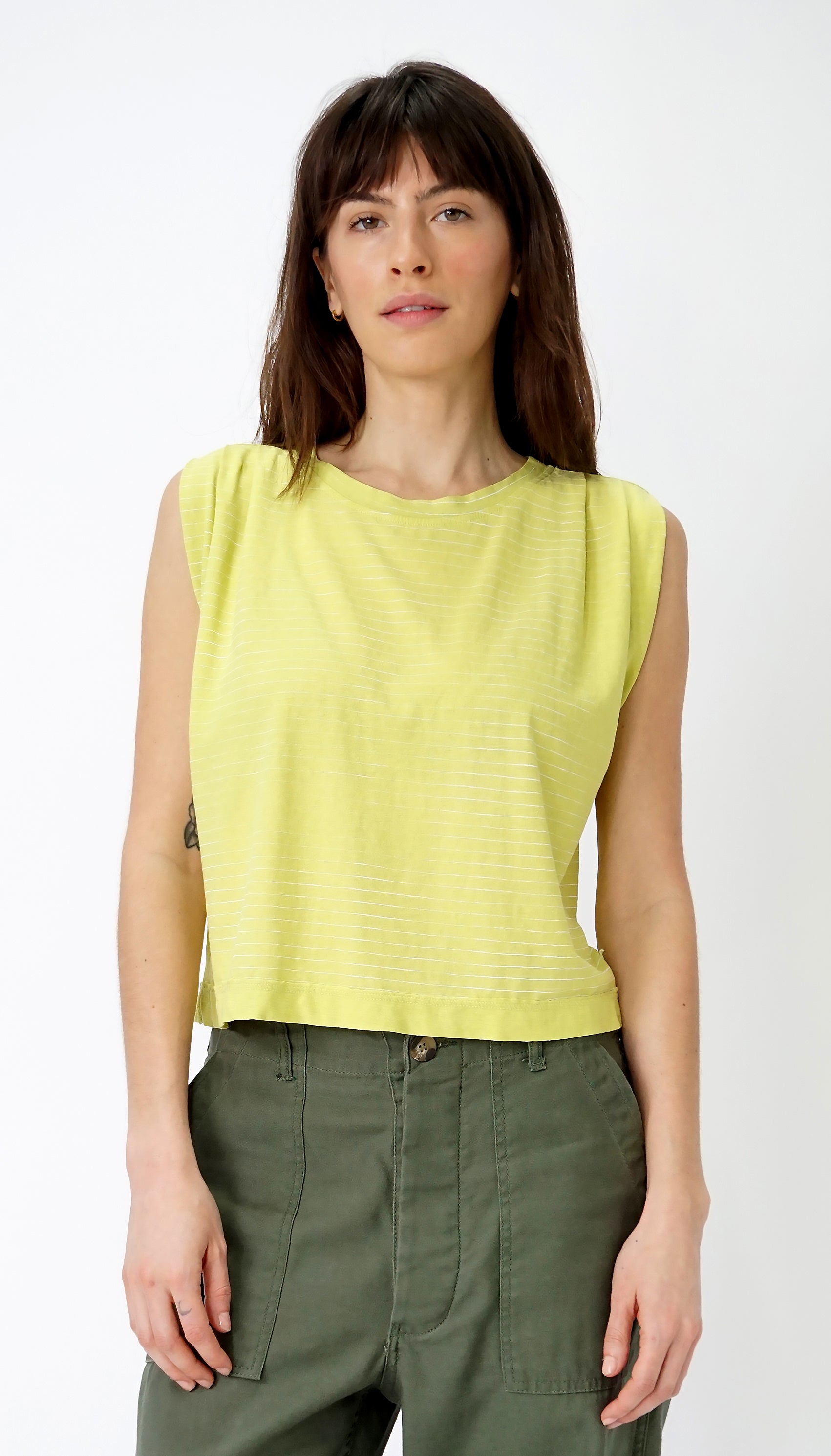 Hemp Jackie Pleat Shell Stripe