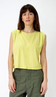 Hemp Jackie Pleat Shell Stripe
