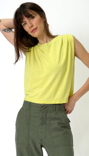 Hemp Jackie Pleat Shell Stripe