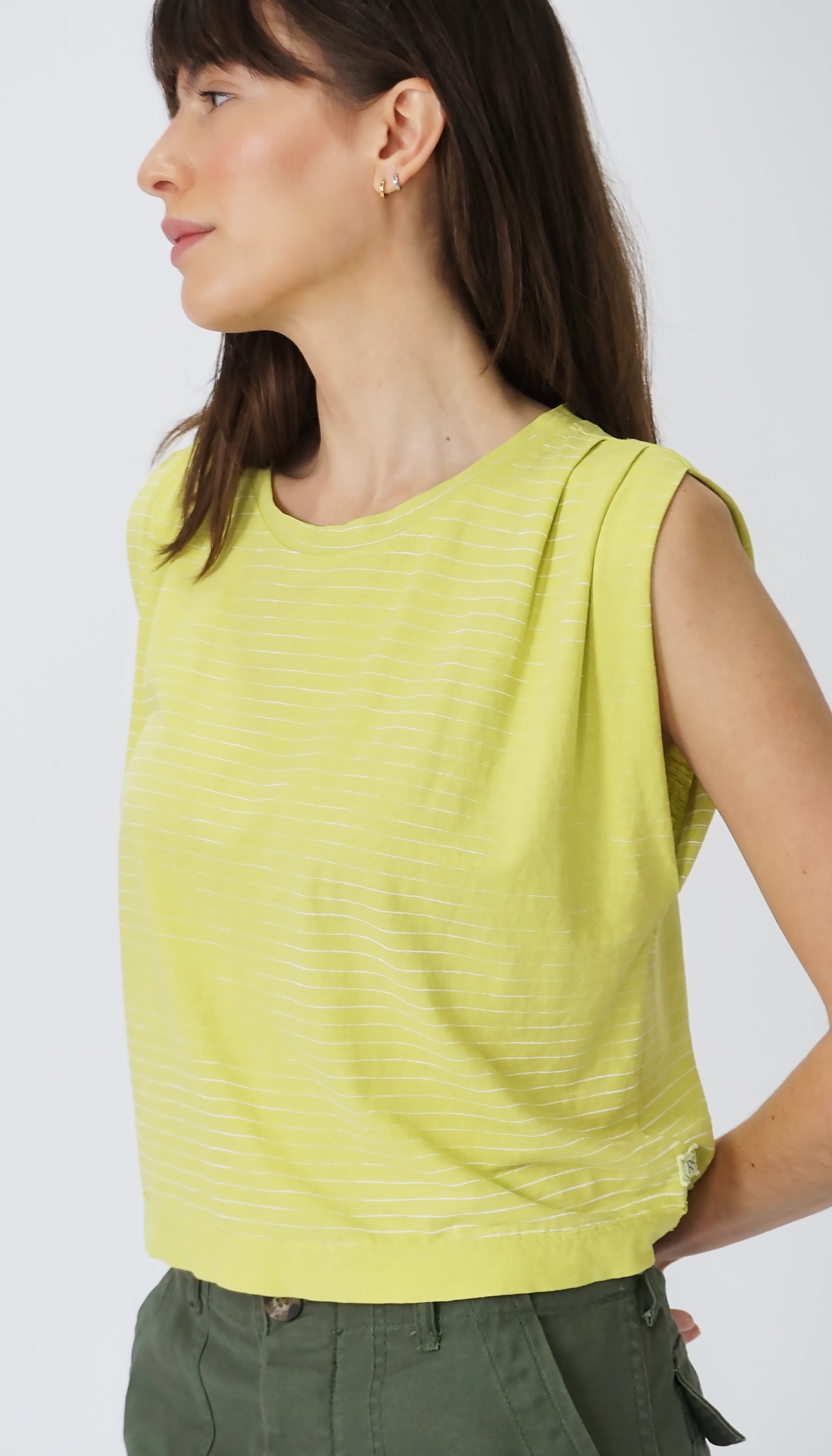 Hemp Jackie Pleat Shell Stripe