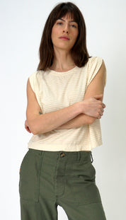 Hemp Jackie Pleat Shell Stripe