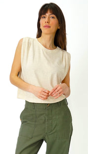 Hemp Jackie Pleat Shell Stripe