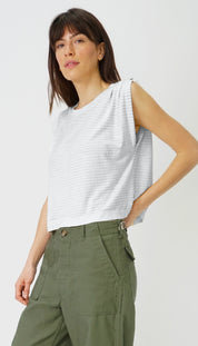 Hemp Jackie Pleat Shell Stripe