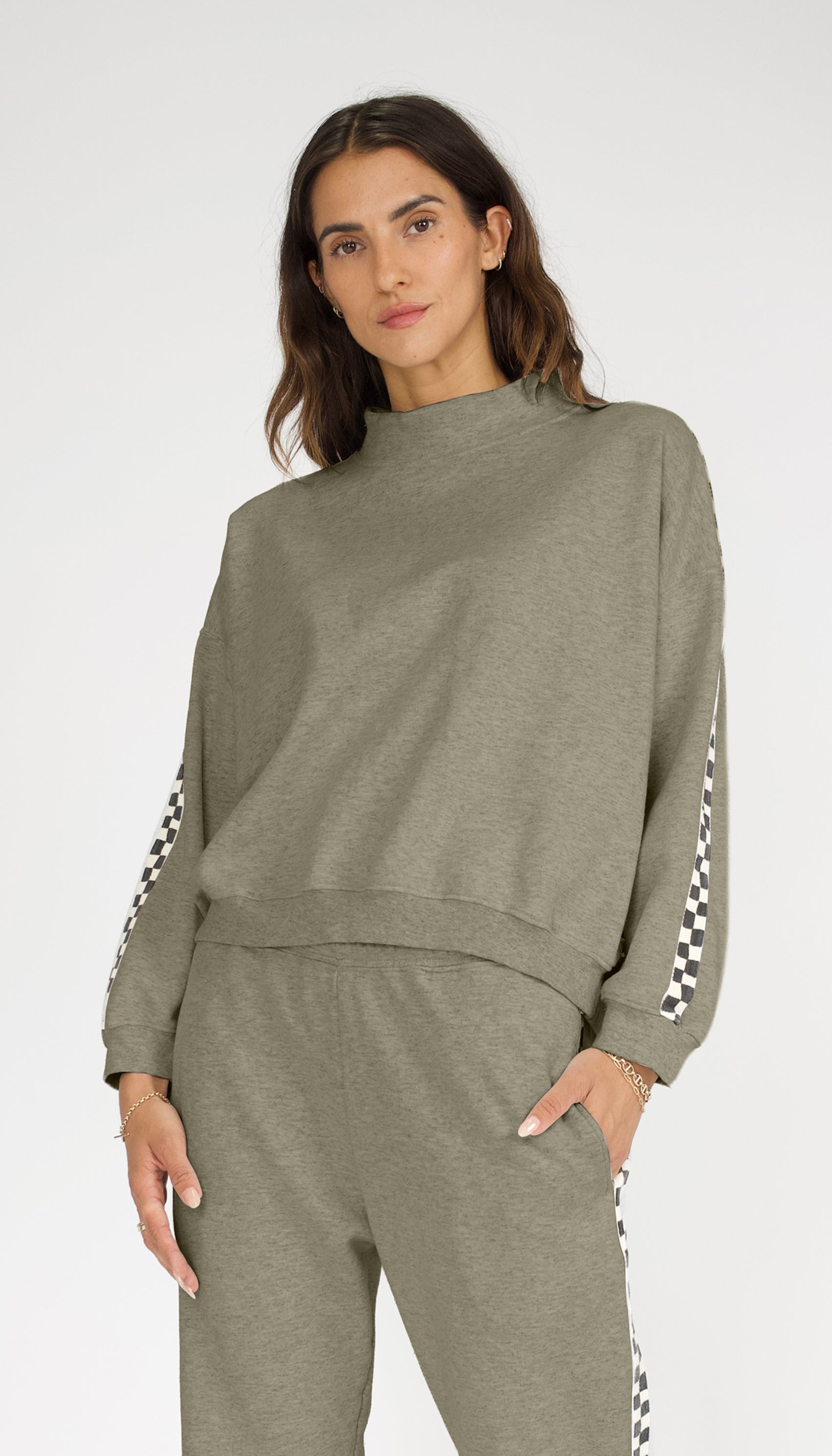 Remastered Monty Mock Neck- Checkerboard